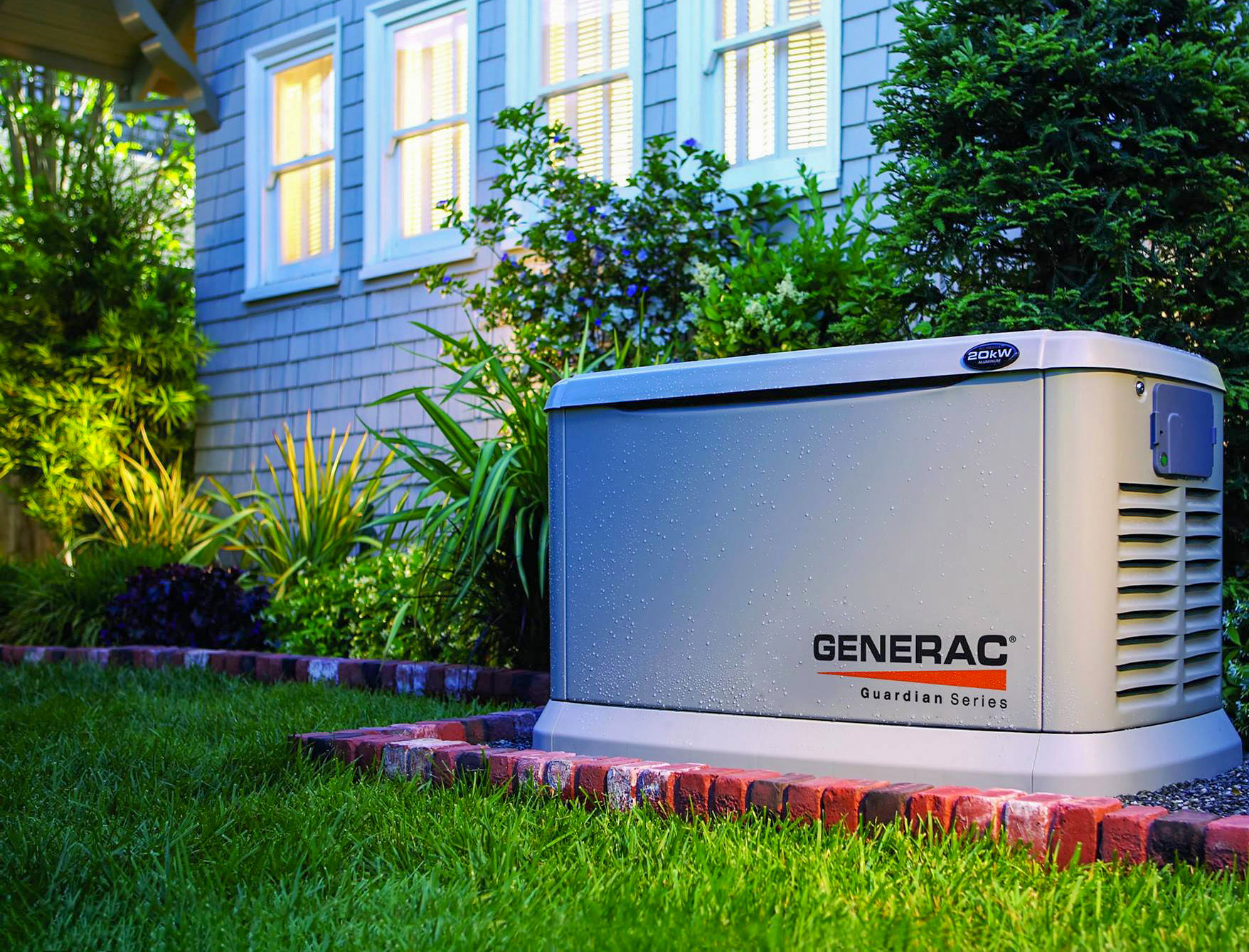 whole-house generator on lawn