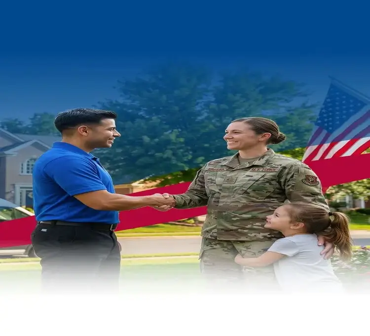 technician shaking hands with female in military combat uniform